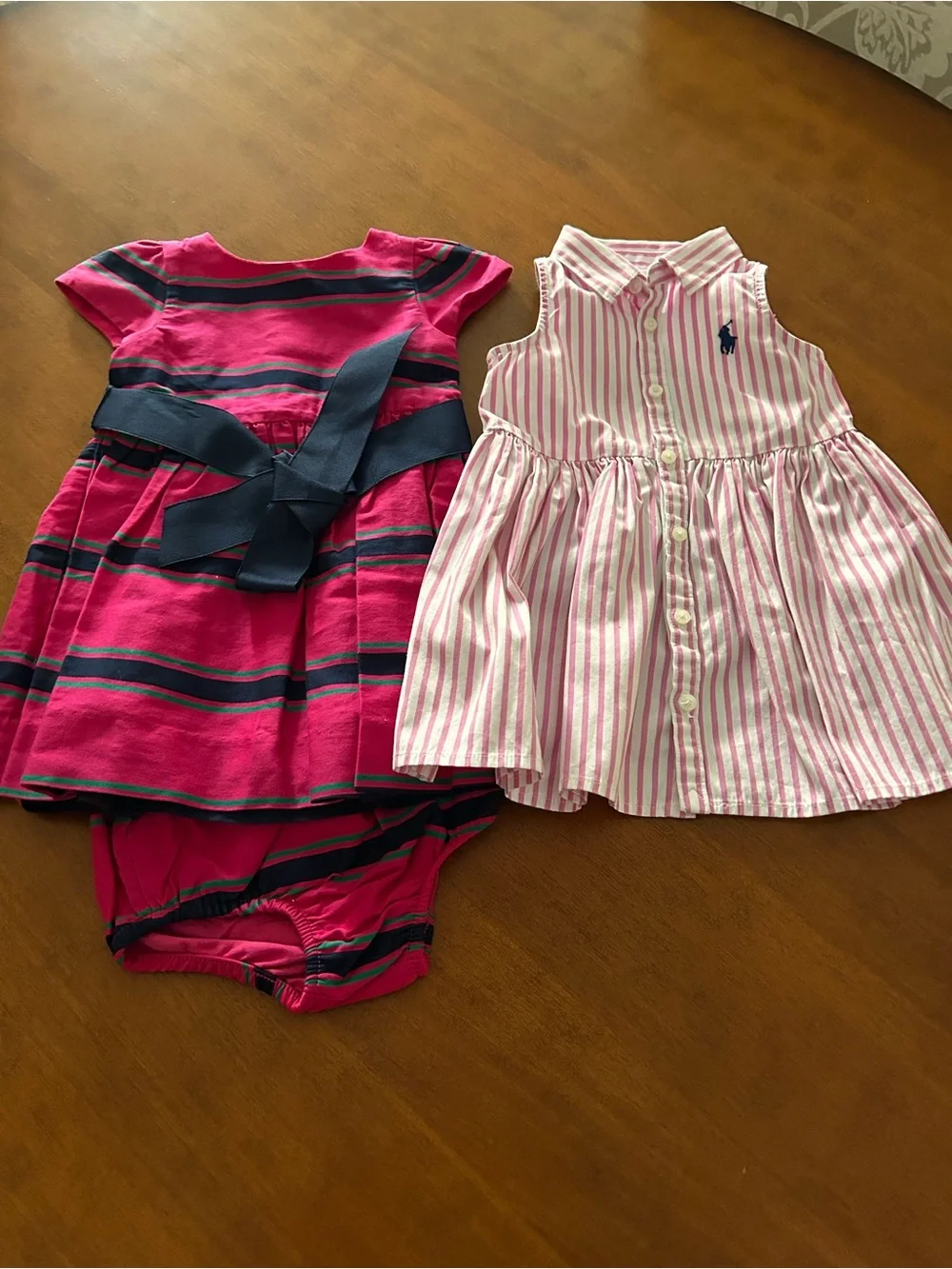 Ralph Lauren Pink & Navy Striped Twin Dress Set